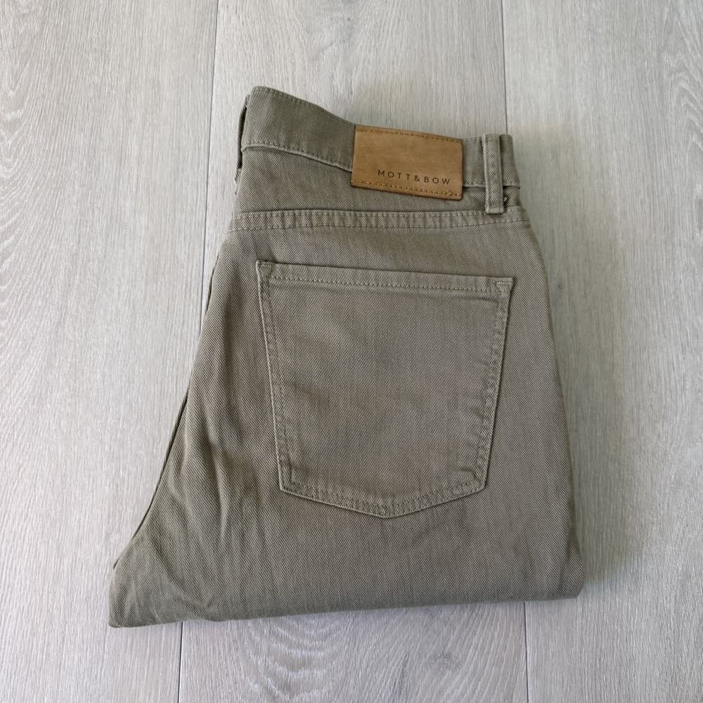 Mott and Bow Jeans Mens 30x32 Skinny Stretch Green Denim Pants Cotton Blend